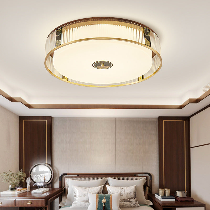 Contemporary Bedroom Ceiling Light In Brass With LED OpalDwell