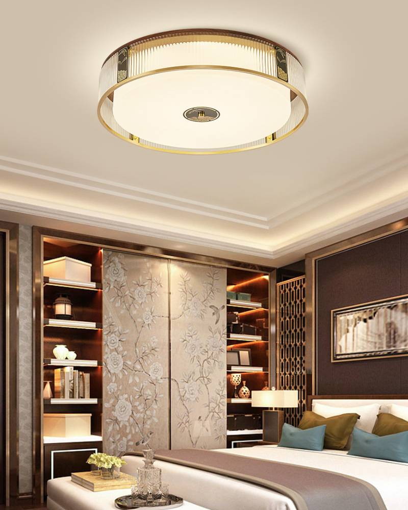 Contemporary Bedroom Ceiling Light In Brass With LED OpalDwell