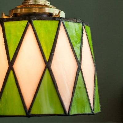 Retro Glass Pendant Light With Diamond Pattern Ceiling Fixture OpalDwell