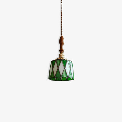 Retro Glass Pendant Light With Diamond Pattern Ceiling Fixture OpalDwell