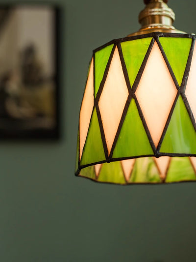 Retro Glass Pendant Light With Diamond Pattern Ceiling Fixture OpalDwell
