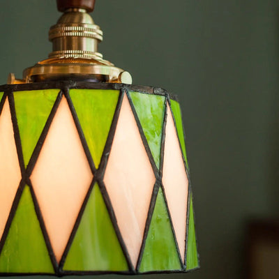 Retro Glass Pendant Light With Diamond Pattern Ceiling Fixture OpalDwell