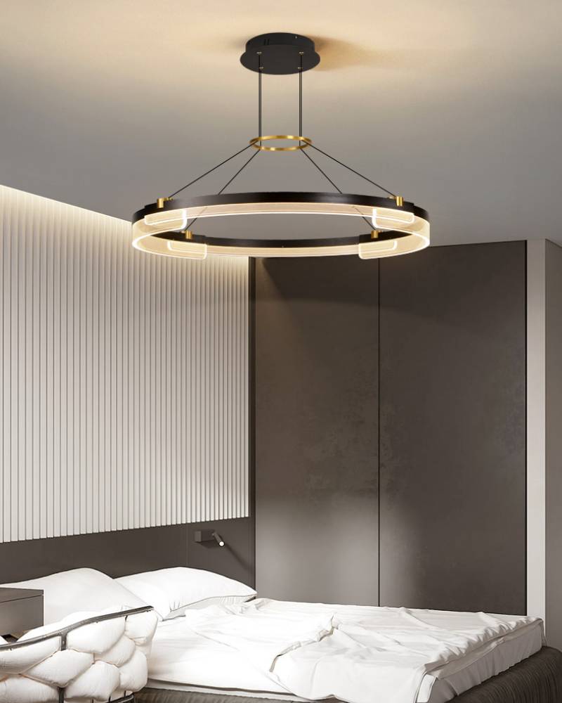 Contemporary Double Ring LED Chandelier With Luxury Acrylic Ceiling Light OpalDwell