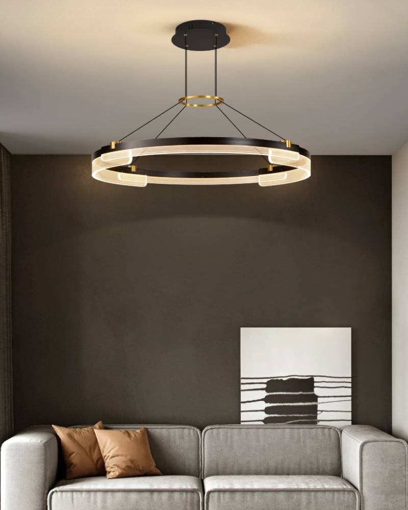 Contemporary Double Ring LED Chandelier With Luxury Acrylic Ceiling Light OpalDwell