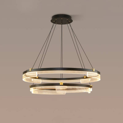 Contemporary Double Ring LED Chandelier With Luxury Acrylic Ceiling Light OpalDwell