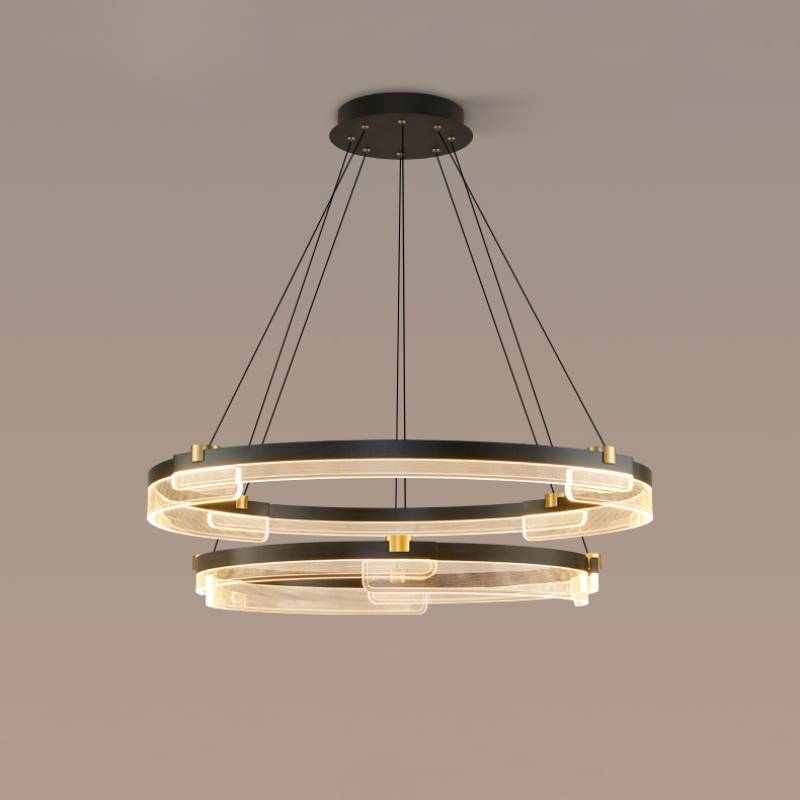 Contemporary Double Ring LED Chandelier With Luxury Acrylic Ceiling Light OpalDwell