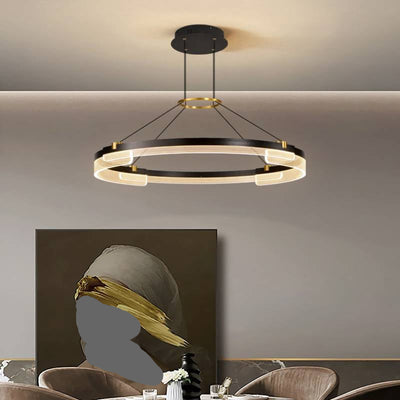 Contemporary Double Ring LED Chandelier With Luxury Acrylic Ceiling Light OpalDwell