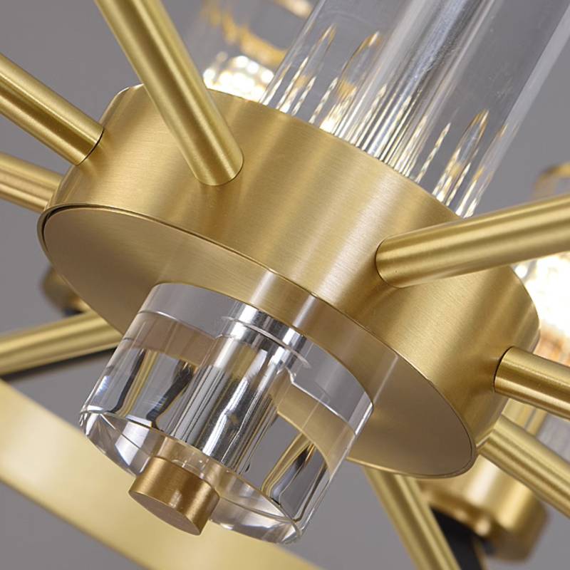 Aurora Gold Chandelier Modern Glass Cylinder Ceiling Light OpalDwell