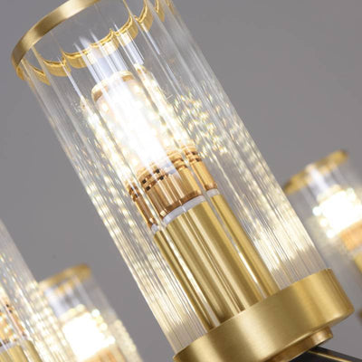 Aurora Gold Chandelier Modern Glass Cylinder Ceiling Light OpalDwell