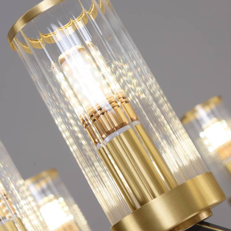 Aurora Gold Chandelier Modern Glass Cylinder Ceiling Light OpalDwell