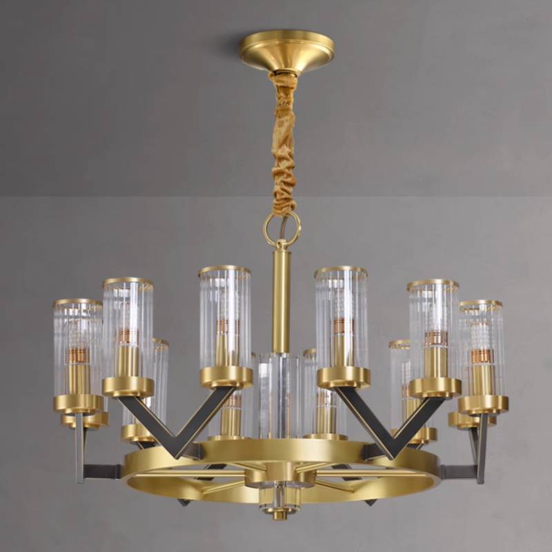 Aurora Gold Chandelier Modern Glass Cylinder Ceiling Light OpalDwell