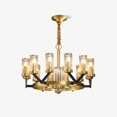 Aurora Gold Chandelier Modern Glass Cylinder Ceiling Light OpalDwell