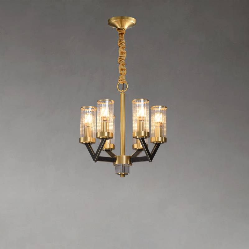 Aurora Gold Chandelier Modern Glass Cylinder Ceiling Light OpalDwell