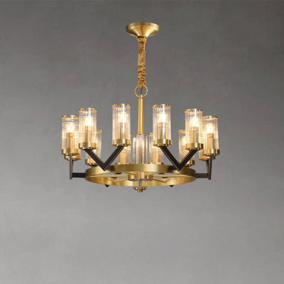 Aurora Gold Chandelier Modern Glass Cylinder Ceiling Light OpalDwell