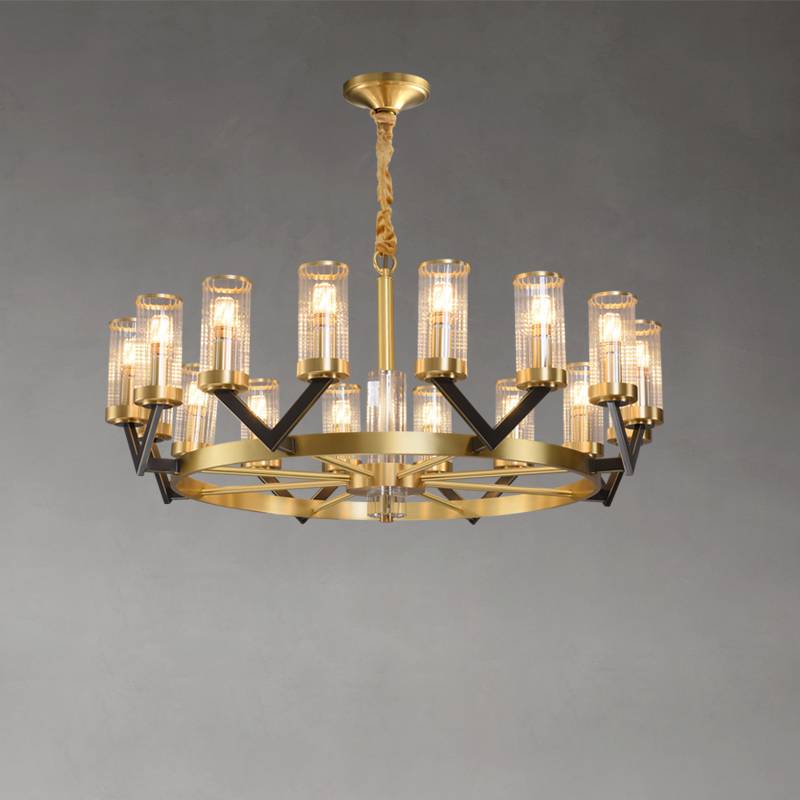Aurora Gold Chandelier Modern Glass Cylinder Ceiling Light OpalDwell