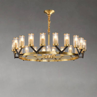 Aurora Gold Chandelier Modern Glass Cylinder Ceiling Light OpalDwell