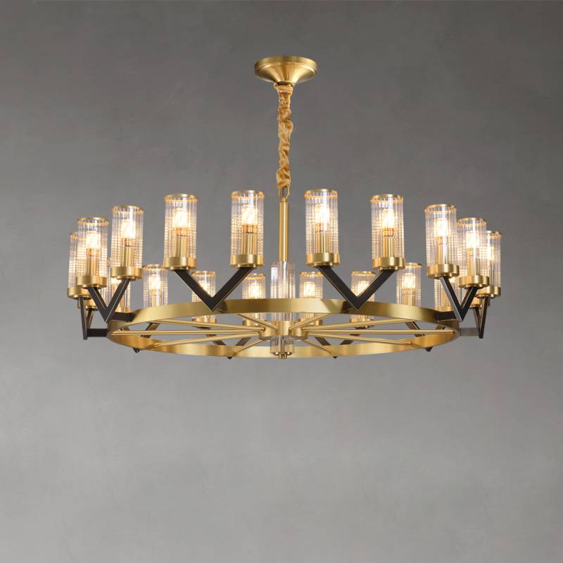 Aurora Gold Chandelier Modern Glass Cylinder Ceiling Light OpalDwell