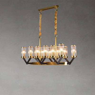 Aurora Gold Chandelier Modern Glass Cylinder Ceiling Light OpalDwell