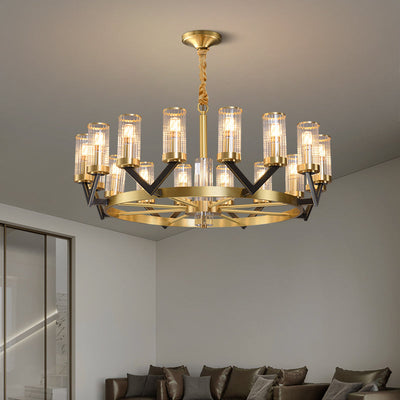 Aurora Gold Chandelier Modern Glass Cylinder Ceiling Light OpalDwell