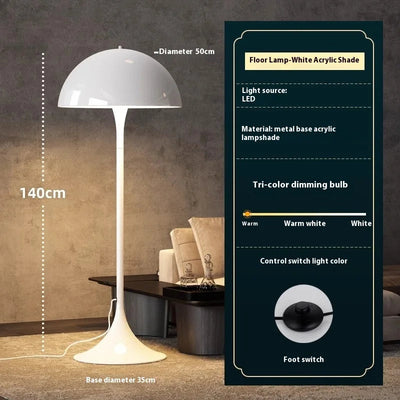 Aurelo Mushroom LED Floor Lamp in Nordic Style for Bedroom Ambient Light OpalDwell