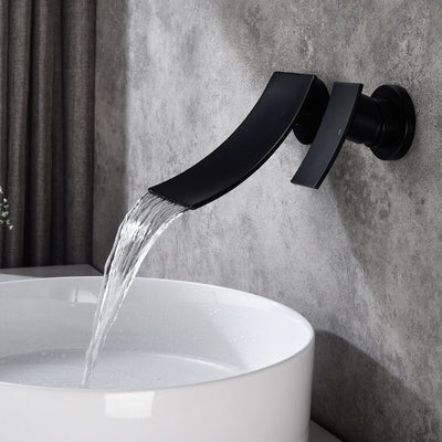 Sleek Single Lever Wall Mounted Waterfall Faucet for Bathroom Sink | OpalDwell OpalDwell