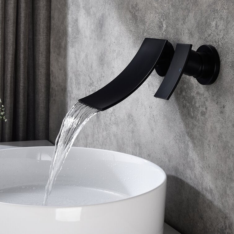 Sleek Single Lever Wall Mounted Waterfall Faucet for Bathroom Sink | OpalDwell OpalDwell