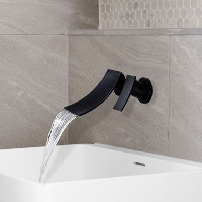 Sleek Single Lever Wall Mounted Waterfall Faucet for Bathroom Sink | OpalDwell OpalDwell