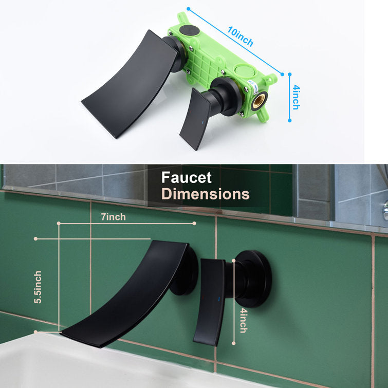 Sleek Single Lever Wall Mounted Waterfall Faucet for Bathroom Sink | OpalDwell OpalDwell