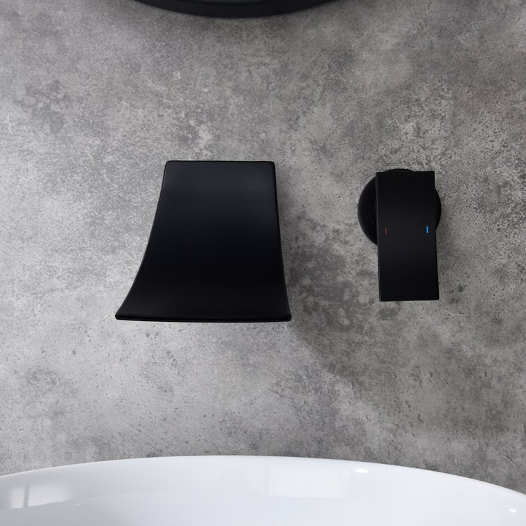 Sleek Single Lever Wall Mounted Waterfall Faucet for Bathroom Sink | OpalDwell OpalDwell