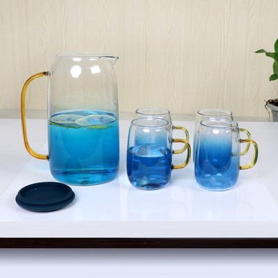 Azure Ombre Glass Pitcher Set | OpalDwell - OpalDwell