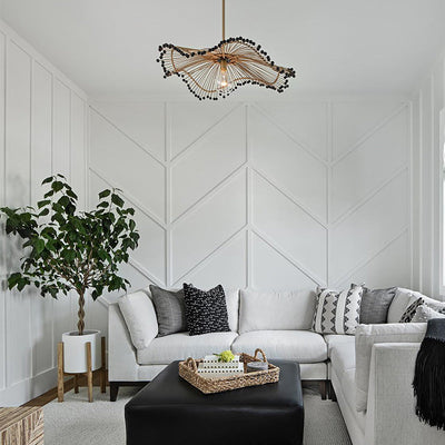 Woven Rattan Pendant Light, Sculptural Decorative Ceiling Fixture OpalDwell