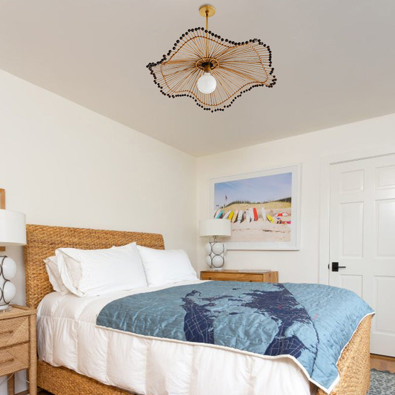 Woven Rattan Pendant Light, Sculptural Decorative Ceiling Fixture OpalDwell
