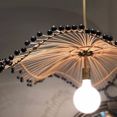 Woven Rattan Pendant Light, Sculptural Decorative Ceiling Fixture OpalDwell