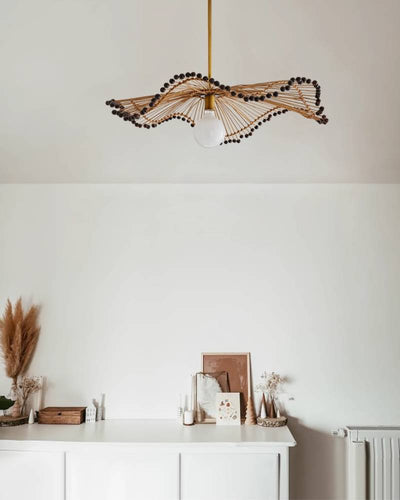 Woven Rattan Pendant Light, Sculptural Decorative Ceiling Fixture OpalDwell