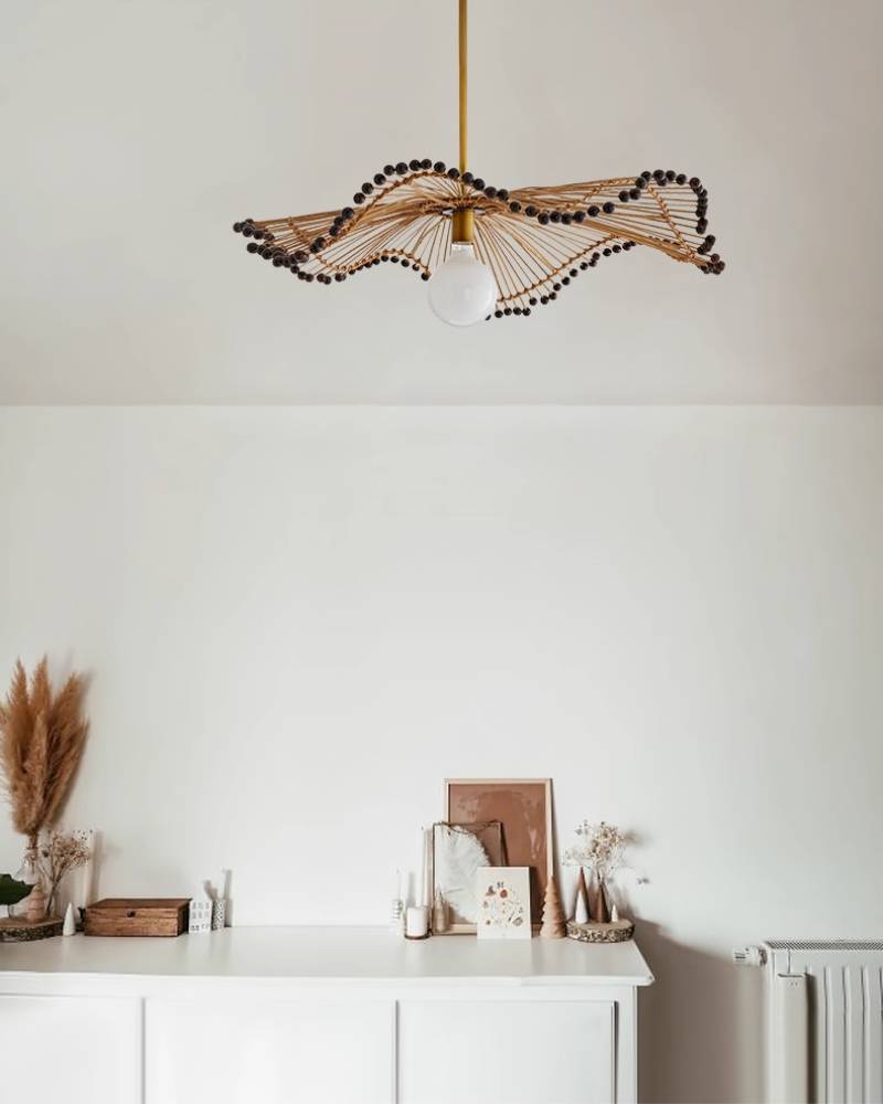 Woven Rattan Pendant Light, Sculptural Decorative Ceiling Fixture OpalDwell