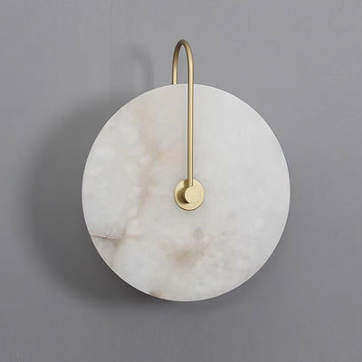 CelesteLume Alabaster LED Disc Sconce with Black Arm - OpalDwell