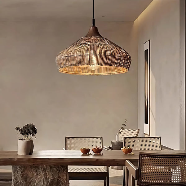 LumaWeave Rattan Pendant Light Handwoven for Warmth - OpalDwell