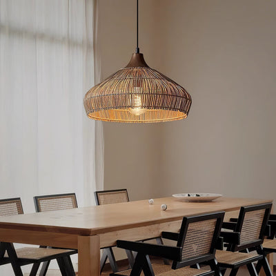 LumaWeave Rattan Pendant Light Handwoven for Warmth - OpalDwell