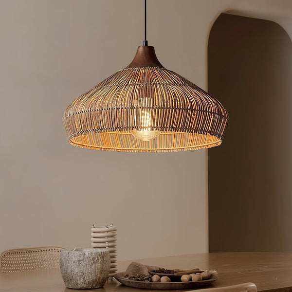 LumaWeave Rattan Pendant Light Handwoven for Warmth - OpalDwell