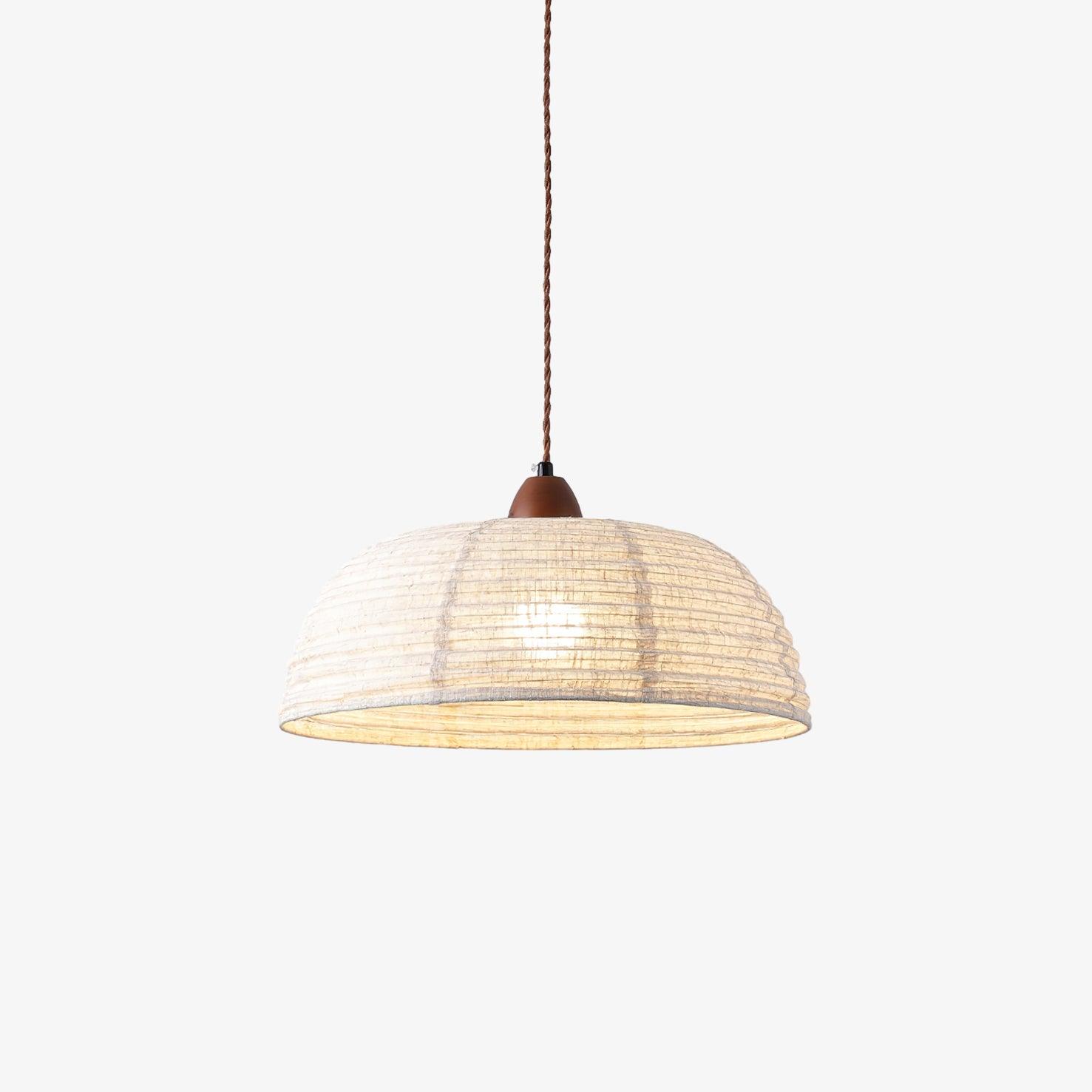 TimberLume Wood Pendant Light With Soft Fabric Shade - OpalDwell