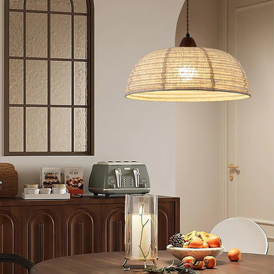 TimberLume Wood Pendant Light With Soft Fabric Shade - OpalDwell