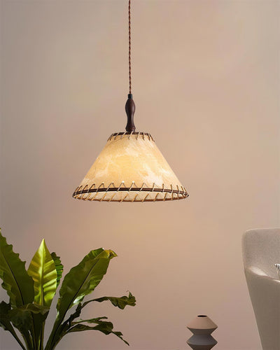 TimberLume Wood Pendant Light With Soft Fabric Shade - OpalDwell