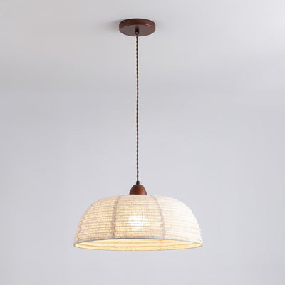 TimberLume Wood Pendant Light With Soft Fabric Shade - OpalDwell