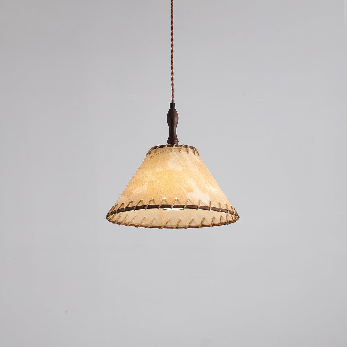 TimberLume Wood Pendant Light With Soft Fabric Shade - OpalDwell