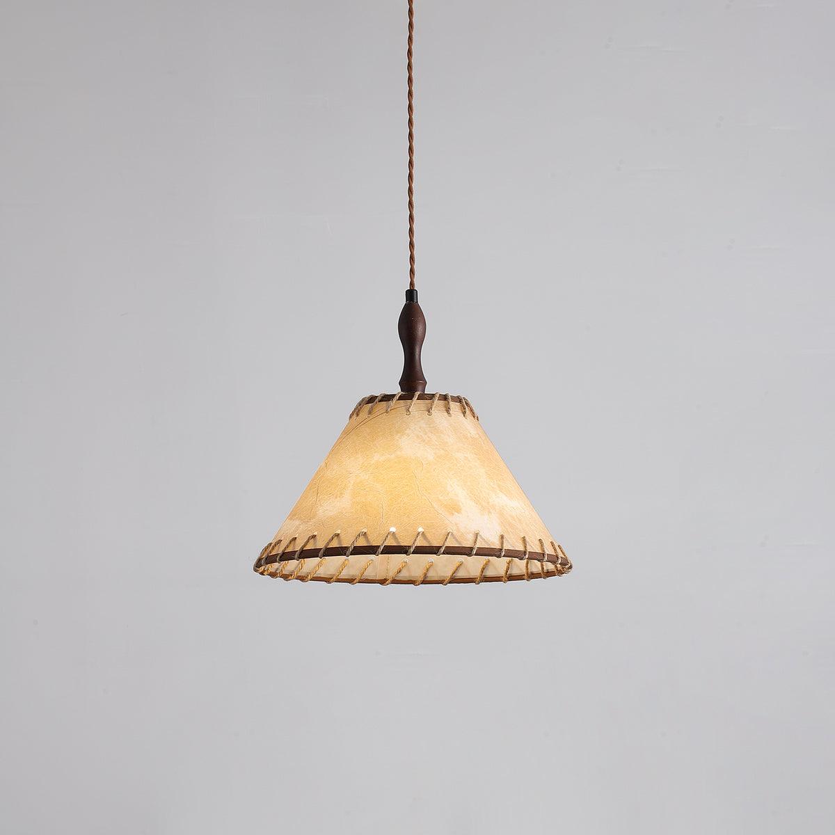 TimberLume Wood Pendant Light With Soft Fabric Shade - OpalDwell