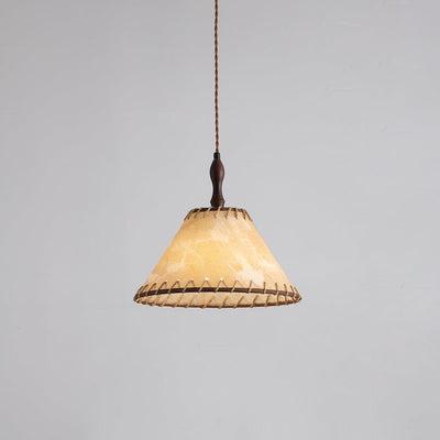 TimberLume Wood Pendant Light With Soft Fabric Shade - OpalDwell