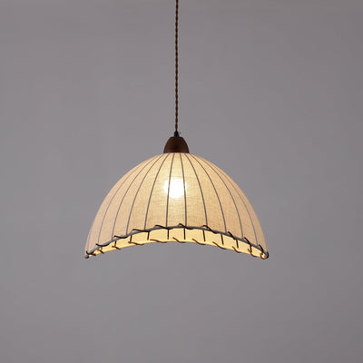 TimberLume Wood Pendant Light With Soft Fabric Shade - OpalDwell