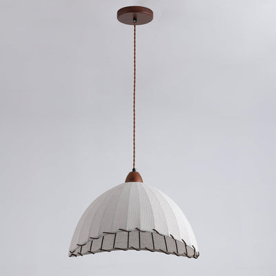 TimberLume Wood Pendant Light With Soft Fabric Shade - OpalDwell