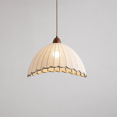 TimberLume Wood Pendant Light With Soft Fabric Shade - OpalDwell