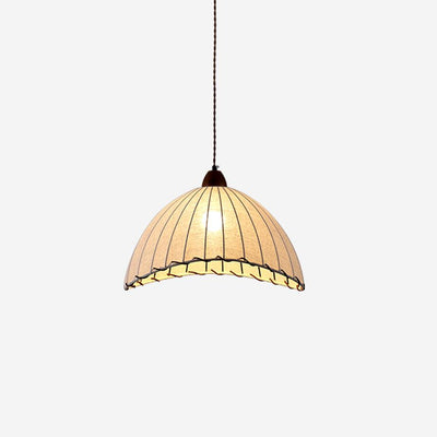 TimberLume Wood Pendant Light With Soft Fabric Shade - OpalDwell